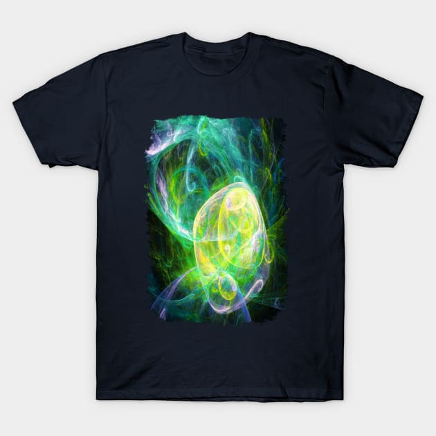Alien Turquoise Yellow Teal Green T-Shirt by christopherjohnson